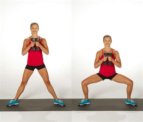 Mar 2, 2023 · To perform a dumbbell sumo squat, follow these steps: Stand with your feet wider than shoulder-width apart, with your toes pointing outwards at a 45-degree angle. Hold a dumbbell in each hand ... 